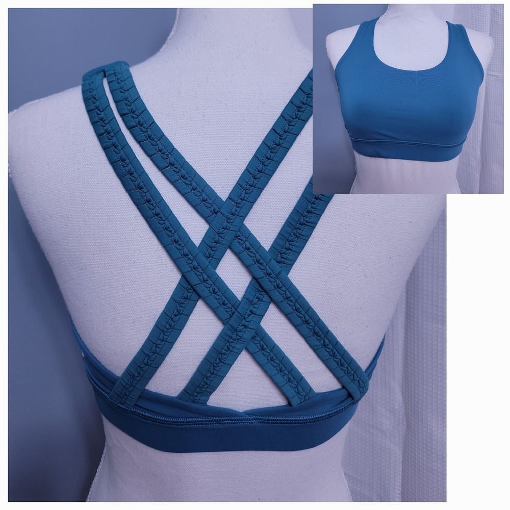 Lululemon 8 Energy Bra Braided Sea Green Strappy Sexy Athletic Gym - Picture 2 of 10